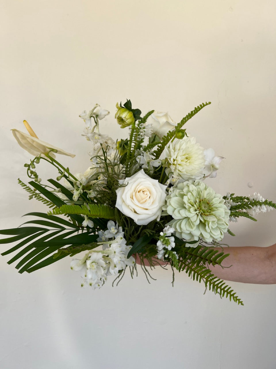 White & Green Christmas Flowers Table Centrepiece